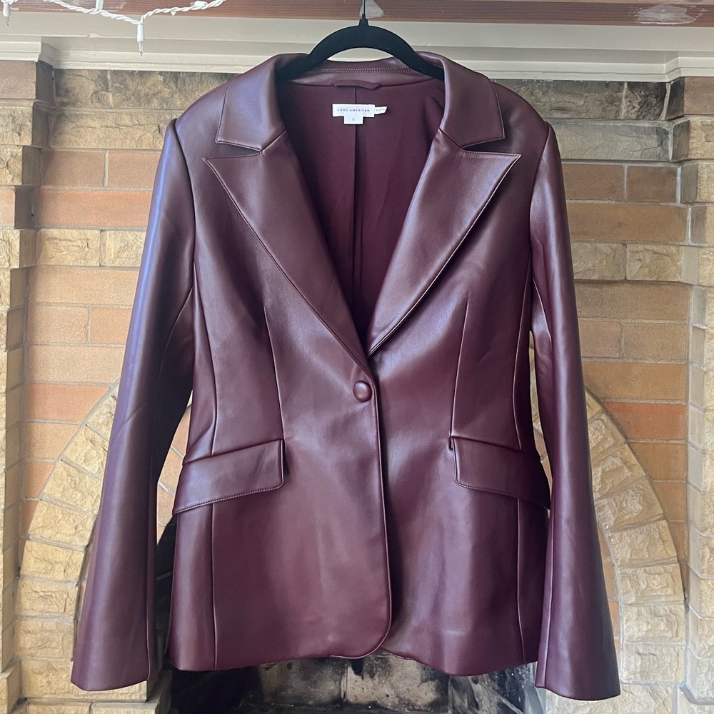 Sculpted Faux Leather Blazer - NWT